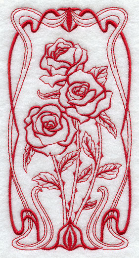 Art Nouveau Rose (Redwork)