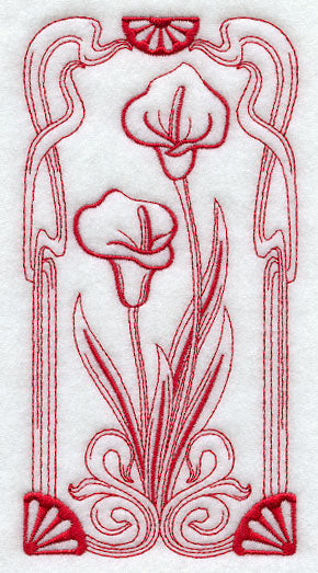 Art Nouveau Calla Lily (Redwork)