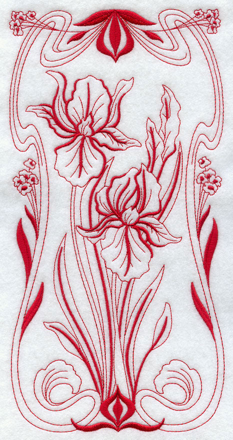 Art Nouveau Iris (Redwork)