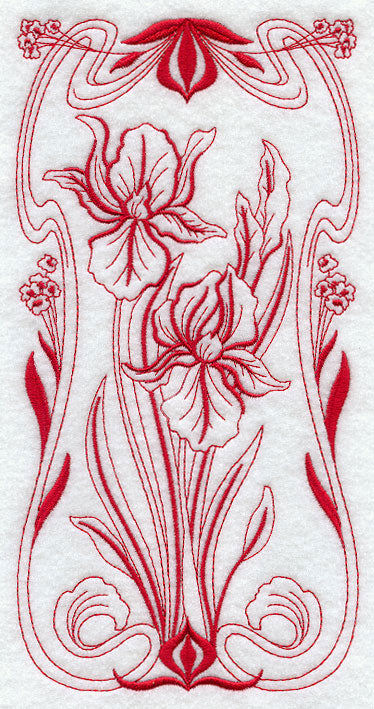 Art Nouveau Iris (Redwork)