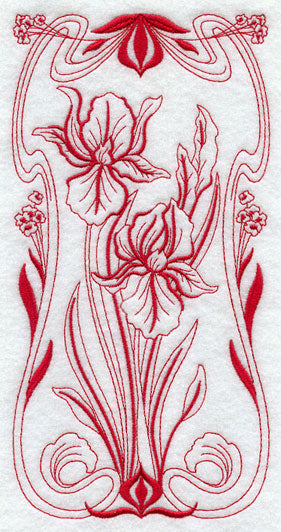Art Nouveau Iris (Redwork)