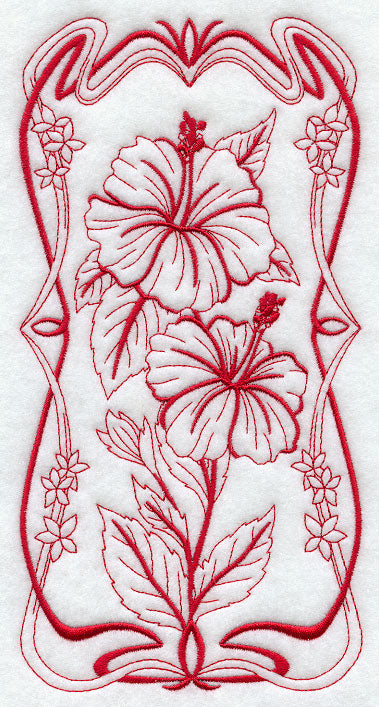 Art Nouveau Hibiscus (Redwork)