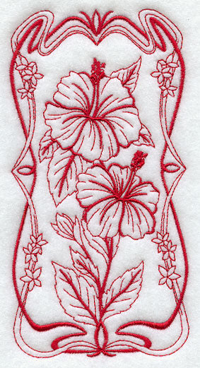 Art Nouveau Hibiscus (Redwork)