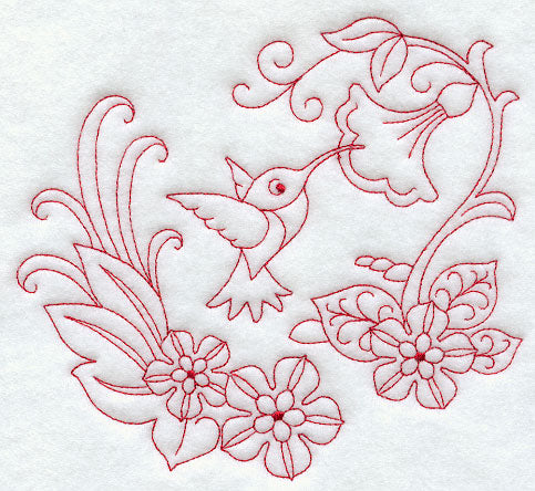 Spring Hummingbird (Redwork)
