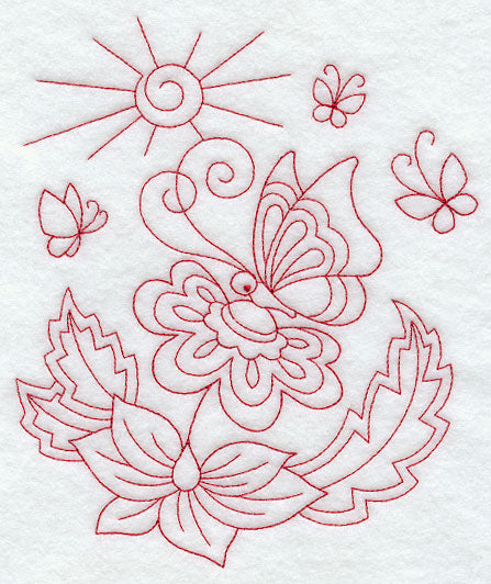 Spring Butterflies (Redwork)