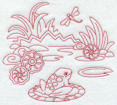 Spring Frog (Redwork)