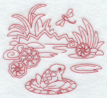 Spring Frog (Redwork)