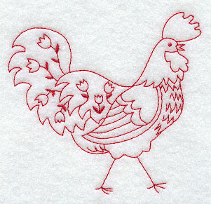 Country Rooster I (Redwork)