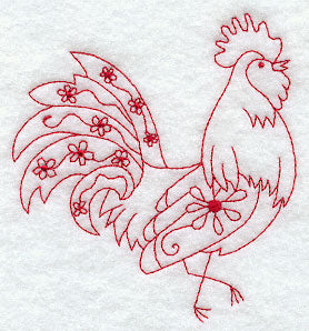 Country Rooster II (Redwork)