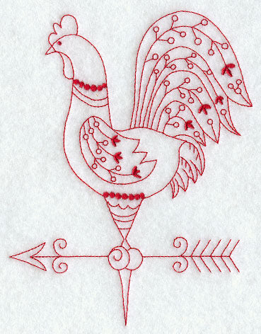 Country Rooster IV (Redwork)