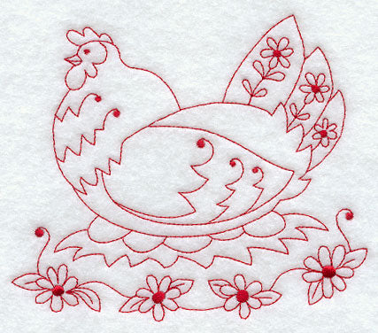 Country Hen IV (Redwork)