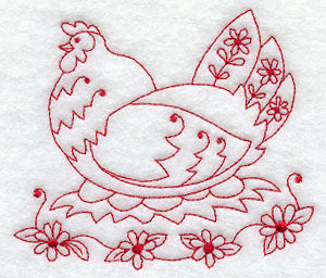 Country Hen IV (Redwork)