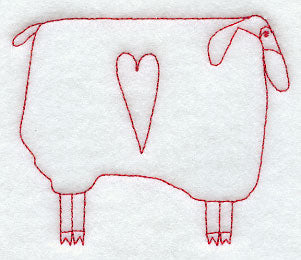 Country Sheep - Heart (Redwork)