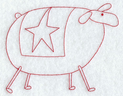Country Sheep - Star (Redwork)