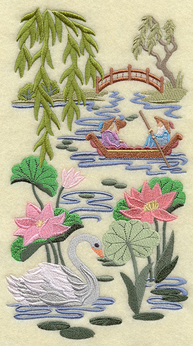 Chinoiserie Swan Scene Panel