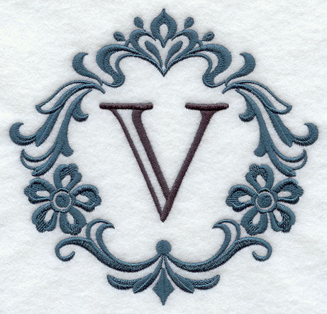 Damask Letter V - 7 Inch