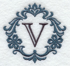 Damask Letter V - 7 Inch