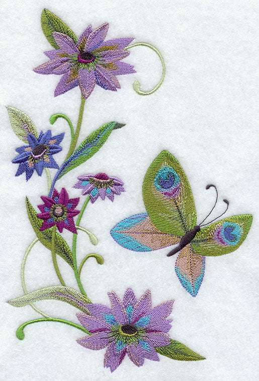 Peacock Butterfly and Flowers