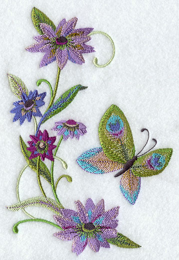 Peacock Butterfly and Flowers