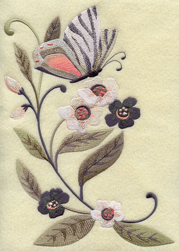 Zebra Butterfly and Flowers