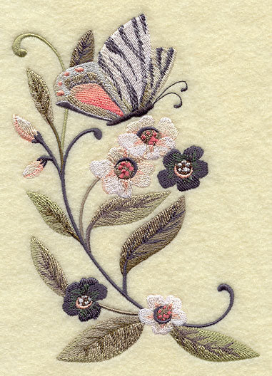 Zebra Butterfly and Flowers