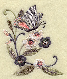 Zebra Butterfly and Flowers