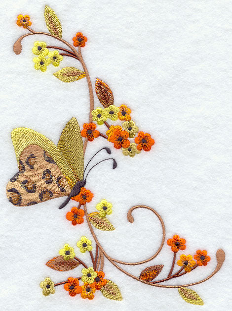 Leopard Butterfly and Flowers