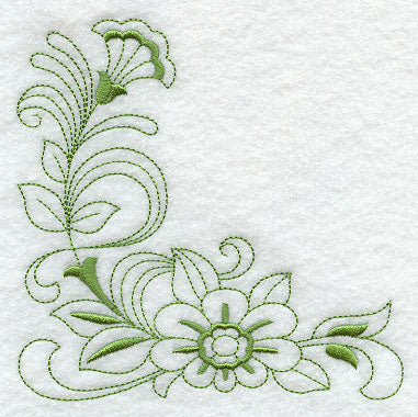 Spring Flower Corner (Redwork)