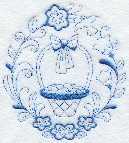 Easter Basket Circle (Redwork)