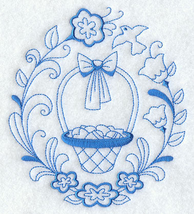 Easter Basket Circle (Redwork)
