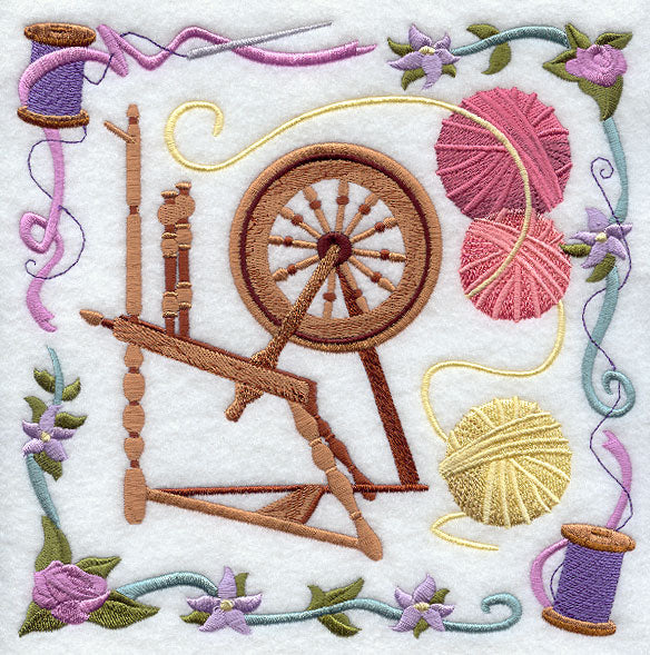 Spinning Wheel and Yarn Collage