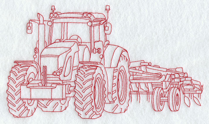 Tractor with Cultivator (Redwork)
