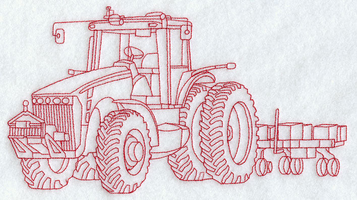 Tractor with Planter (Redwork)