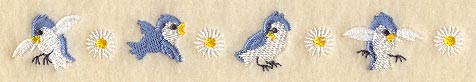 Summer Bluebirds & Flowers Border