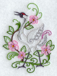 Crane and Flowers
