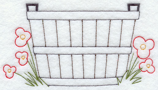 Basket and Blooms (Redwork)