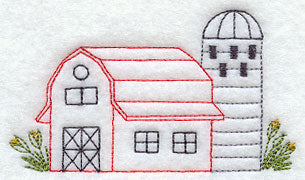 Barn and Silo (Redwork)