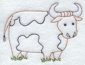 Bull in Field (Redwork)