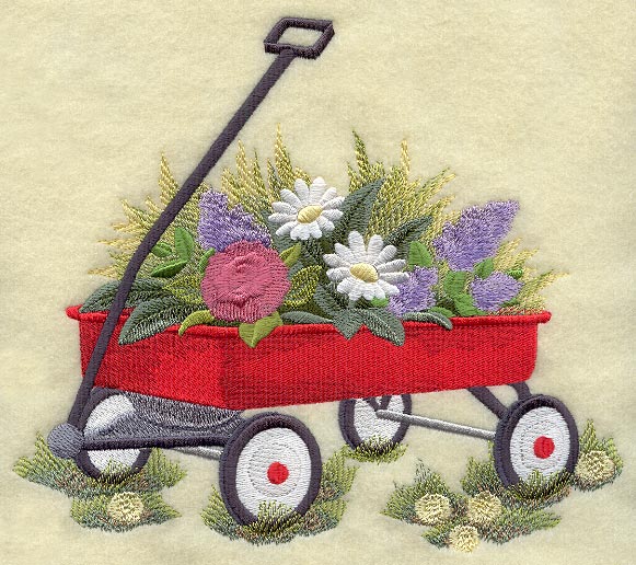 Little Red Wagon with Flowers