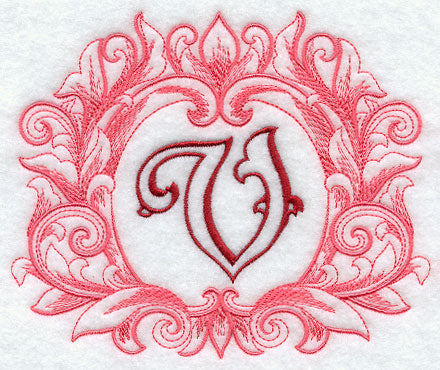 Grand Flourish Capital Letter V - 6 1/2 Inch