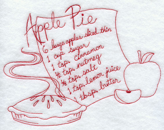Apple Pie Recipe (Redwork)