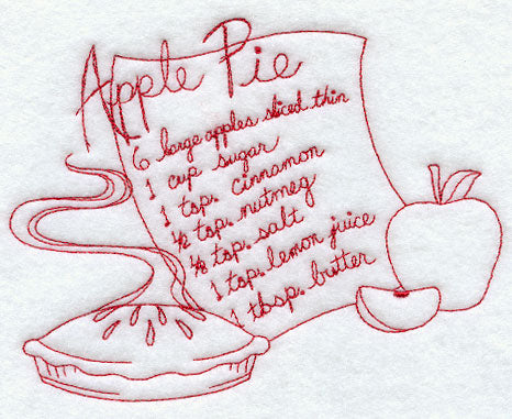 Apple Pie Recipe (Redwork)