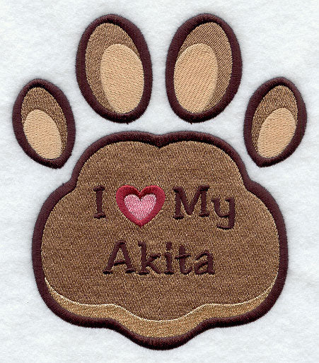 I Love My Akita Pawprint