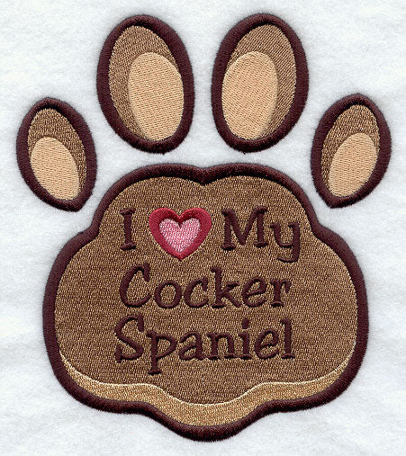 I Love My Cocker Spaniel Pawprint