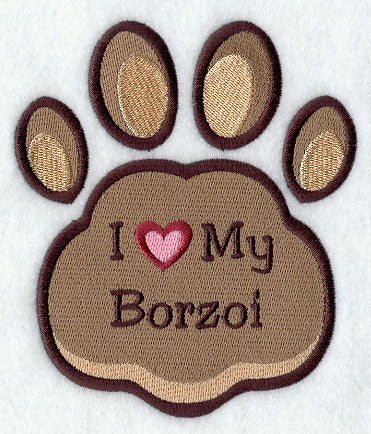 I Love My Borzoi Pawprint
