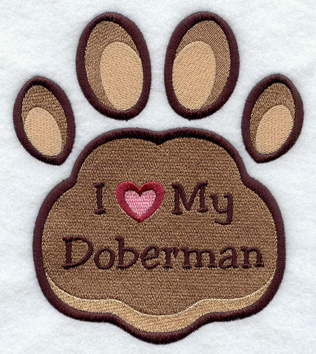 I Love My Doberman Pawprint
