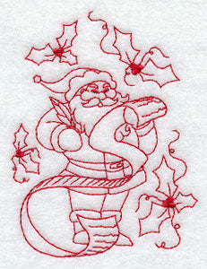 Santa Checks Twice (Redwork)
