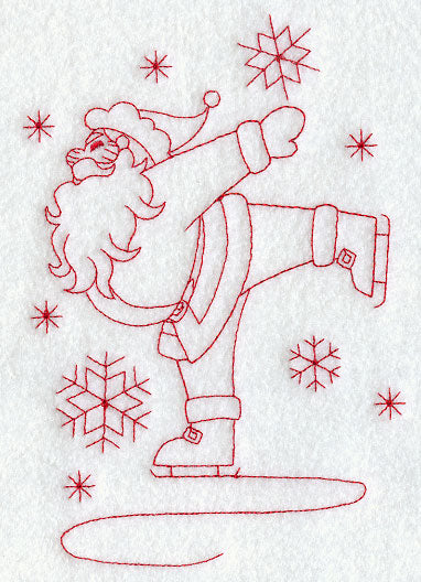 Santa on Skates (Redwork)
