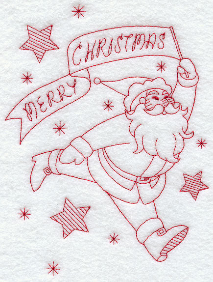 Santa in the Stars (Redwork)