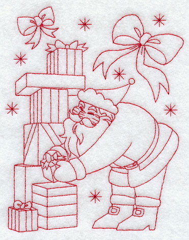 Santa and Presents (Redwork)